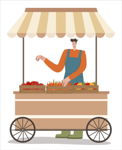 一位当地农民在一个有机帐篷里卖蔬菜图片下载