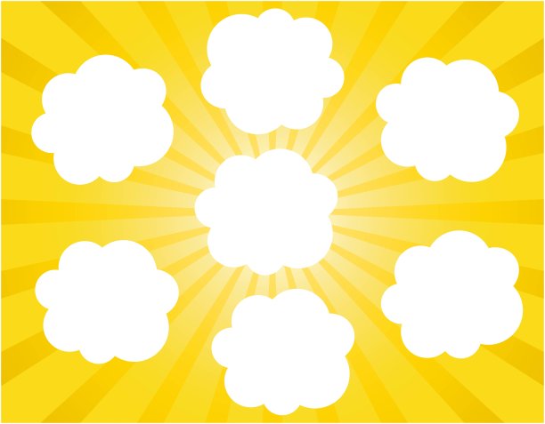 橙色集中线与云状语音气泡/插图材料(矢量插图)图片下载