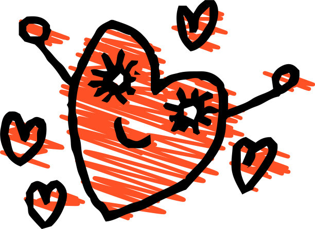 可爱开朗的人心涂鸦一幅图片下载