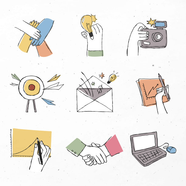 五颜六色的团队图标涂鸦艺术设计图片下载