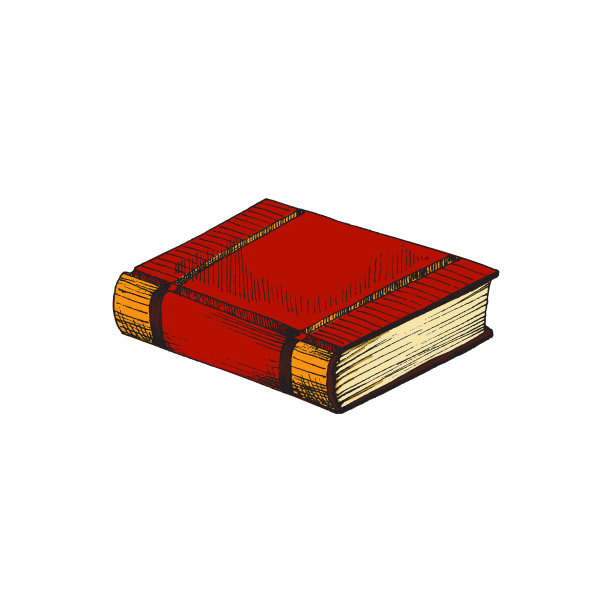 旧的红色厚书在复古素描风格图片下载