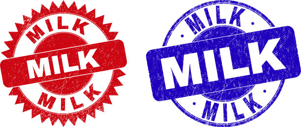 牛奶圆形和玫瑰形印章印章的苦恼图片下载