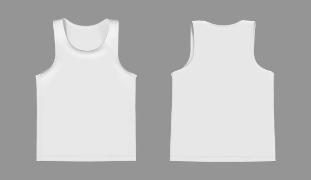 扁平无袖t恤模型在前面和后面的观点图片下载