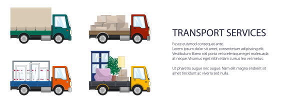 装载不同货物的小卡车图片下载