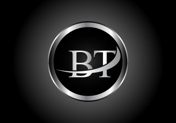 银色字母bt金属组合字母标志图片下载