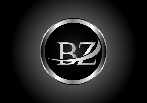 银色字母bz金属组合字母标志图片下载