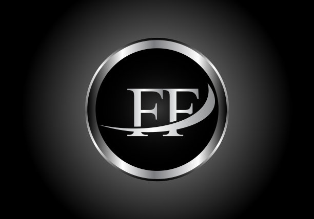 银色字母ff金属组合字母标志图片下载