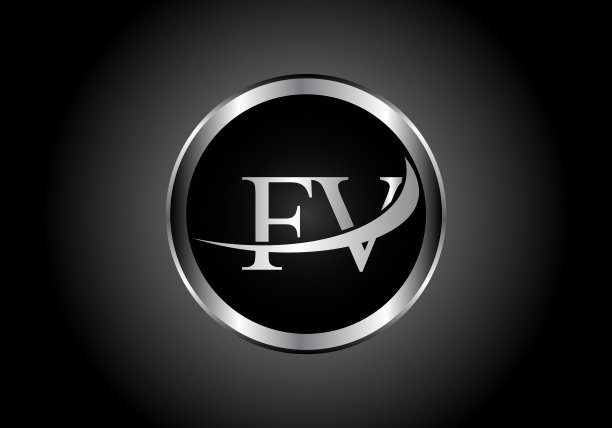 银色字母fv金属组合字母标志图片下载