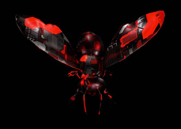 3d渲染插图的未来机械蜜蜂在黑暗的背景图片下载
