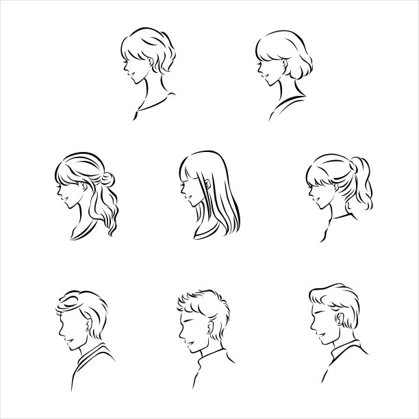 男人女人人插图线条画图片下载