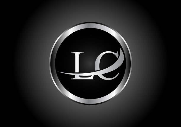 银色字母lc金属组合字母标志图片下载