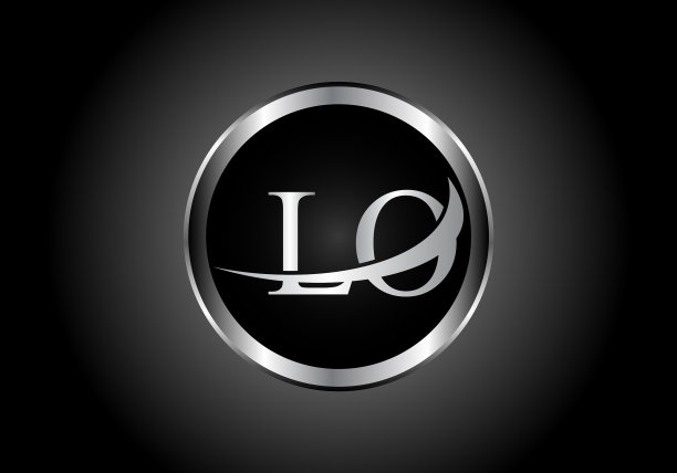 银色字母lo金属组合字母标志图片下载