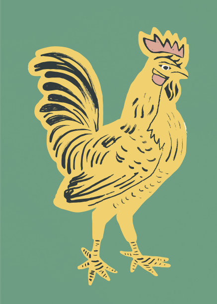 复古的黄色雄鸡油布风格图片下载