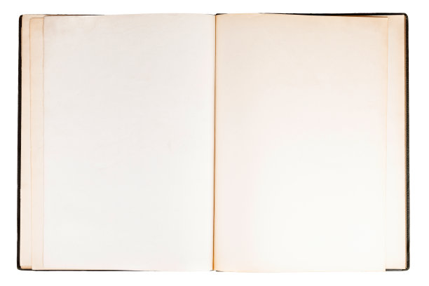 简单单旧打开空白的笔记本，展开书页顶部视图，文本空间对象隔离在白色，剪切，复制空间。古色古香的羊皮纸设计，从上面看。日志,日记图片下载