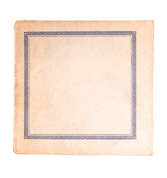 优雅的几何边框，破旧的复古纸，物体隔离在白色上，裁剪，简单的模型，顶部视图图片下载