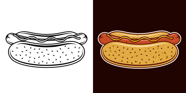 两种风格的热狗，黑色的图片下载