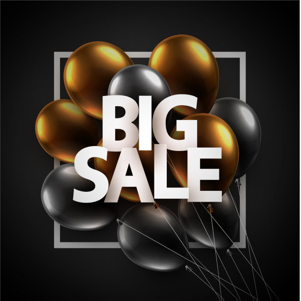 黑色和棕色的气球，上面有大的销售标志图片下载