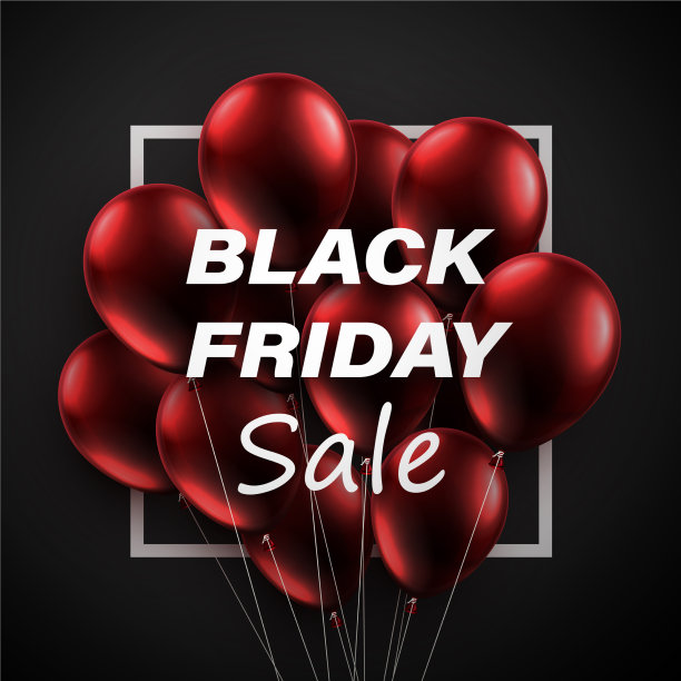 一堆黑色星期五大减价的红气球图片下载