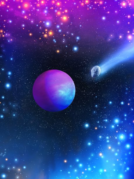 类地系外行星，美丽的外星世界。有星云和恒星的宇宙。图片下载