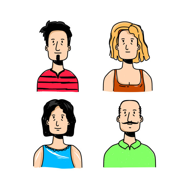 设定手绘卡通人物头像设计图片下载