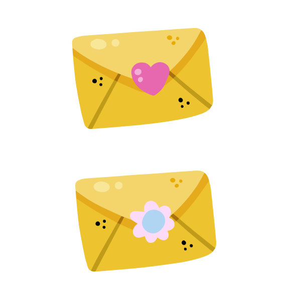 信可爱的黄色信封与信息和邮件图片下载