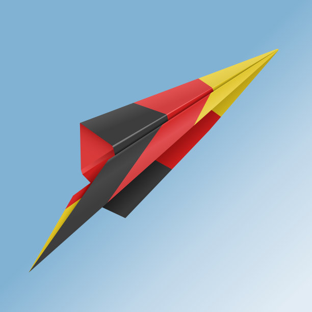 纸飞机上挂着德国国旗图片下载