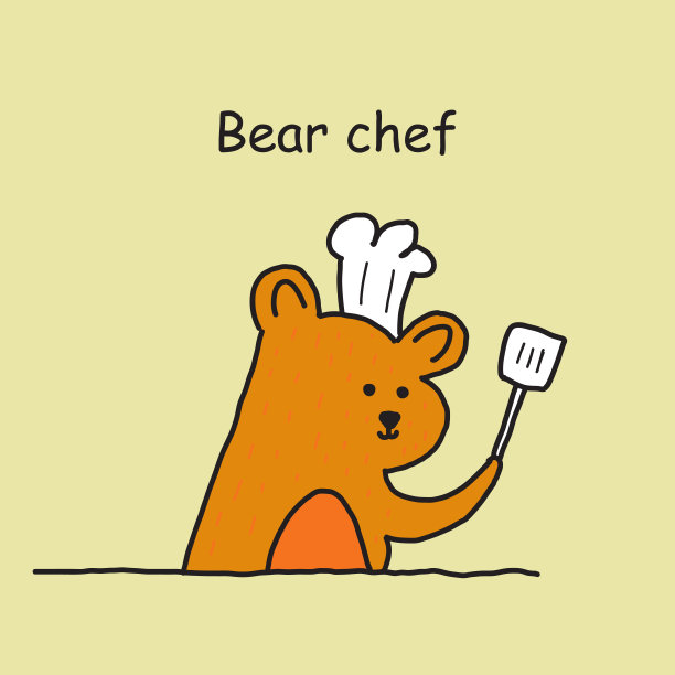 手绘熊烹饪卡通图片下载