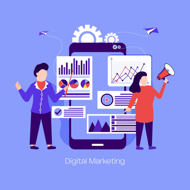 人们使用智能手机进行数字营销的概念图片下载