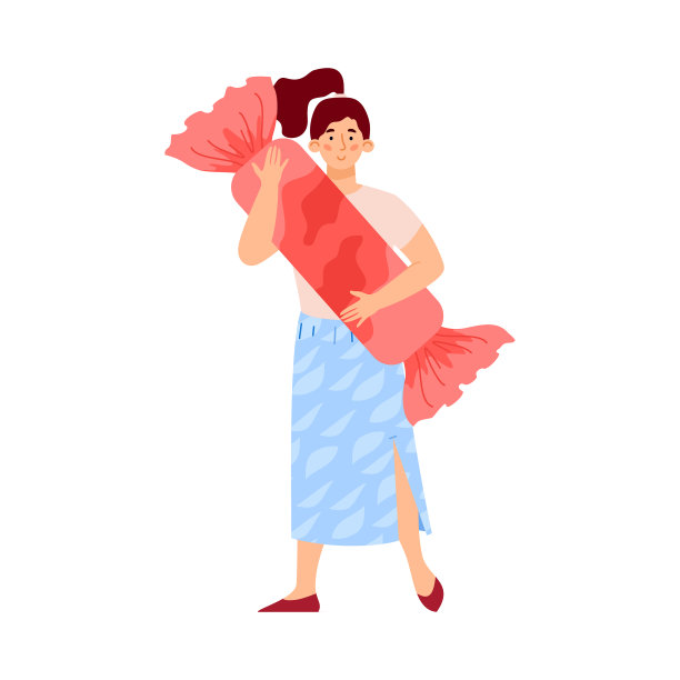 对糖上瘾的女人拥抱糖果图片下载