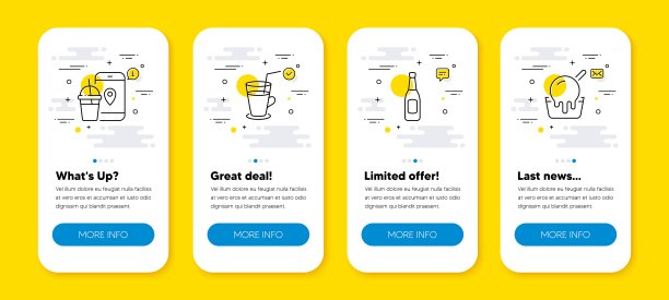 矢量集合的鸡尾酒，食品应用程序和啤酒线图标设置。向量图片下载