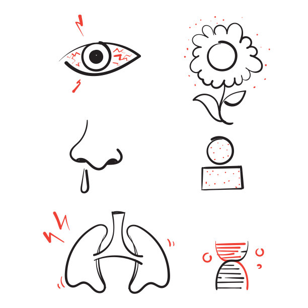 手绘涂鸦过敏症状插图向量图片下载