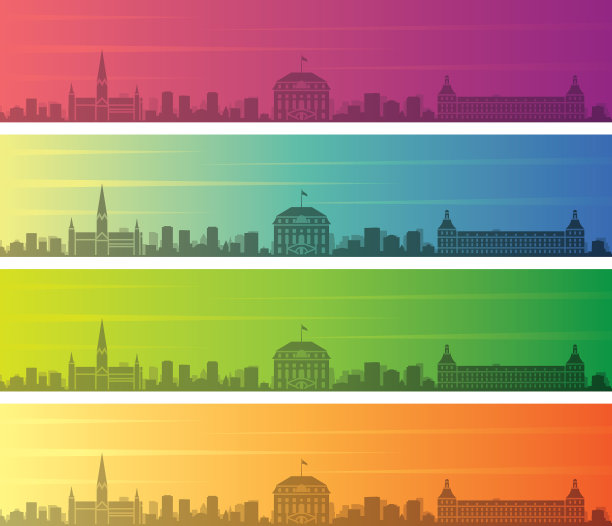 波恩多色渐变天际线横幅图片下载