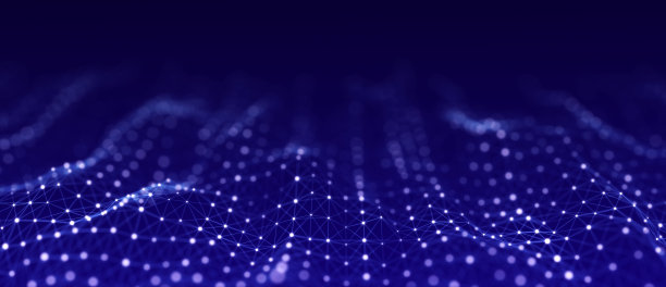 摘要粒子技术浪潮。大数据可视化。背景与运动点和线。人工智能。图片下载