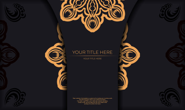 模板设计印刷邀请卡与希腊图案。黑色模板横幅与古老的装饰品和地方下的文字图片下载