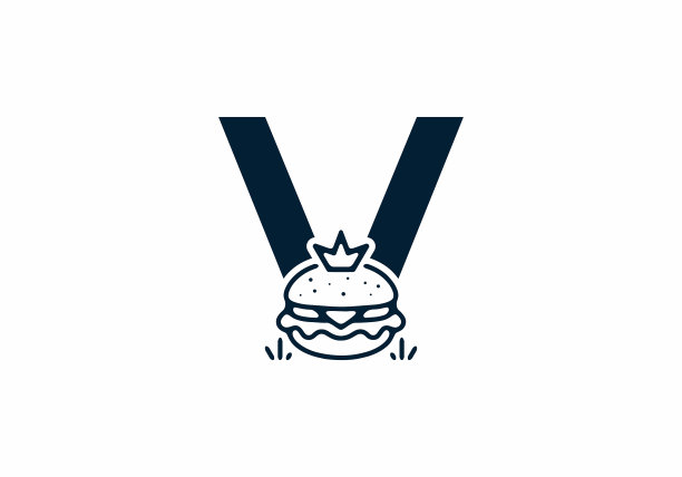 合并形状v的首字母与汉堡和图片下载