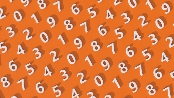 白色数字模式。橙色背景。抽象插图，3d渲染。图片下载