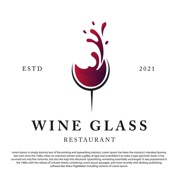 复古葡萄酒标志葡萄酒与玻璃图片下载