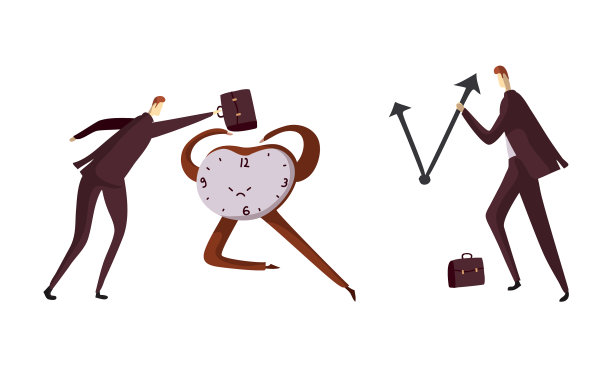 一个办公室职员拿着公文包拉着钟图片下载