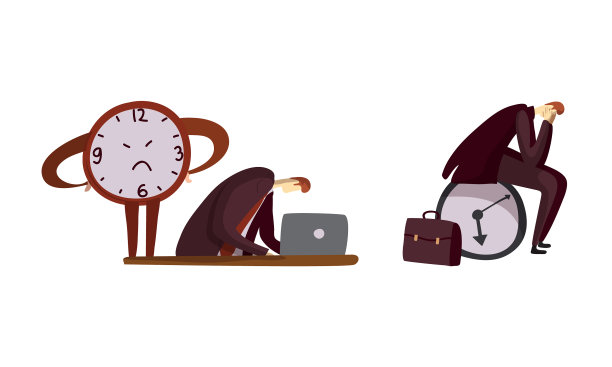 把办公室工作人员和时钟作为时间管理和图片下载