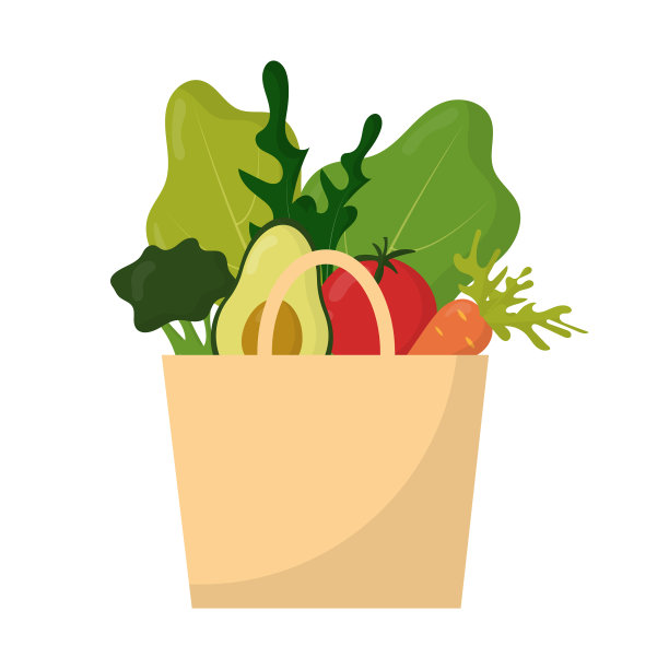 装蔬菜和水果的纸袋图片下载
