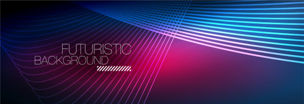 抽象的霓虹灯在黑暗中发出波浪般的光图片下载