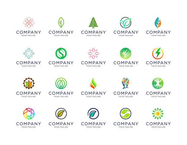 收集美丽的有机标志模板图片下载