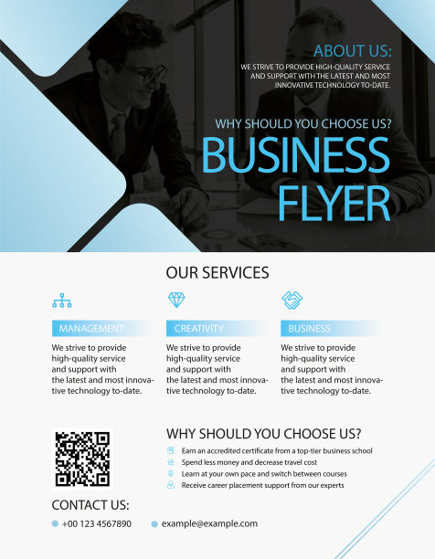 蓝色商务传单模板在现代设计图片下载