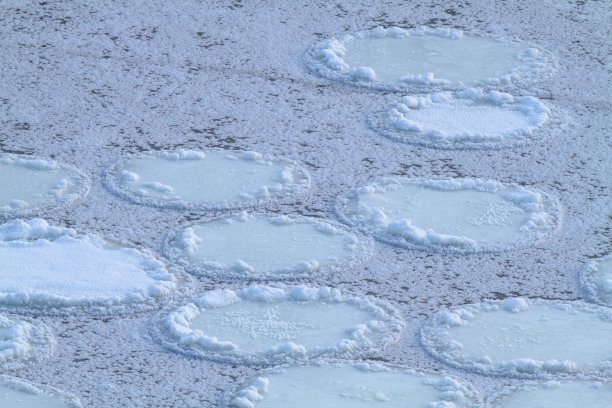 霜冻把河上的浮冰冻成了一个冰原图片下载