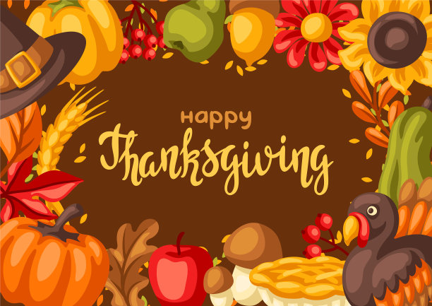 快乐的感恩节框架设计与节日图片下载