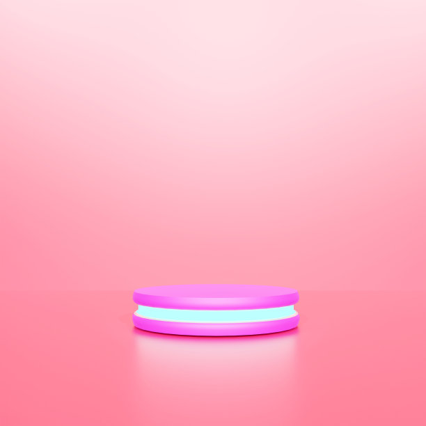 三维插画工作室与几何形状，讲台在地板上。用于产品展示的平台，模拟背景。图片下载