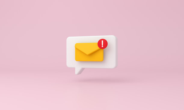 通知消息邮件图标，粉红色的背景..3 d渲染。图片下载