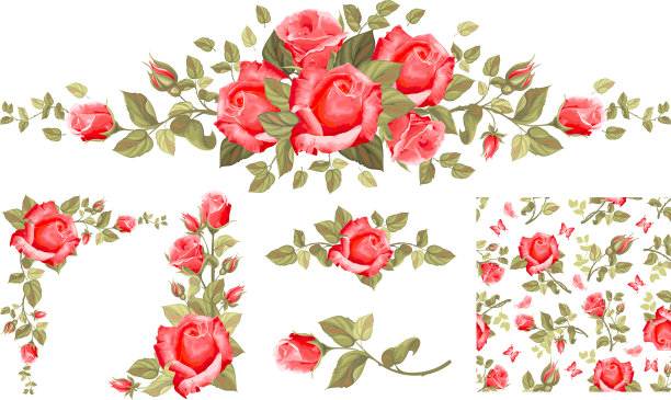 复古红玫瑰套装图片下载