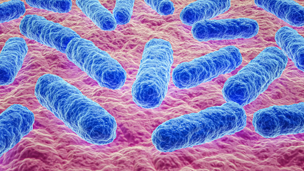 细菌菌落显微特写3D渲染图。微生物学，生物学，疾病，科学，保健，医学，感染概念。图片下载