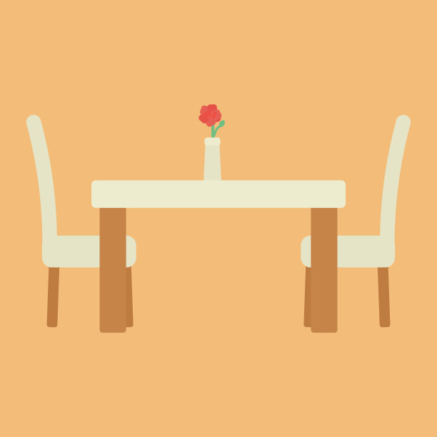 一个简单和可爱的餐厅桌椅插图图片下载